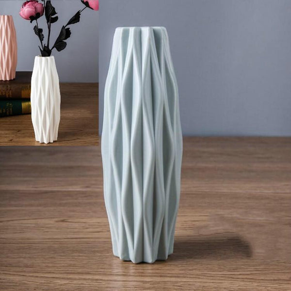 Set of 3 Creative Plastic Camellia Vases for Wet and Dry Decor - Blue