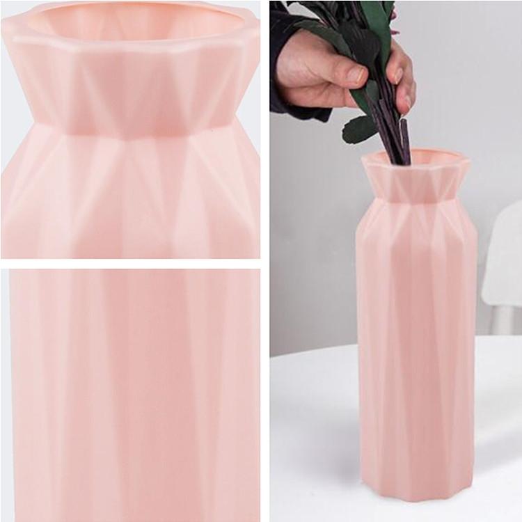 2-pack Plastic Round Vases - Simple Anti-fall Home Decor Ornaments - Pink