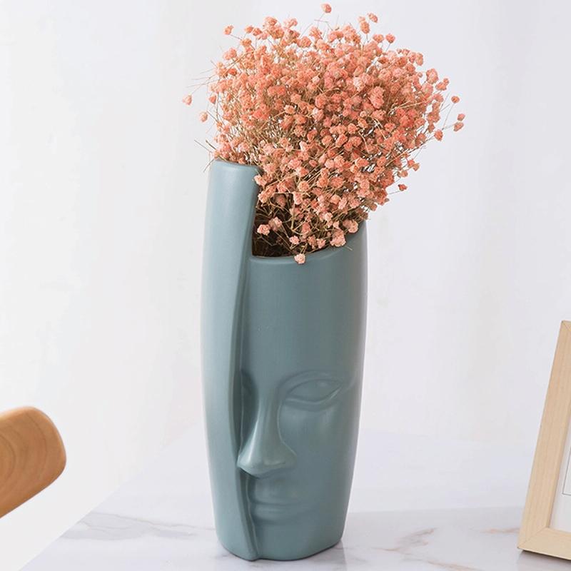 Thickened Drop-proof Vase with Dried Flower Ornaments - Light Green