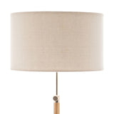 165cm Adjustable Bamboo Tripod Floor Lamp Light with Linen Shade & Built-In Table