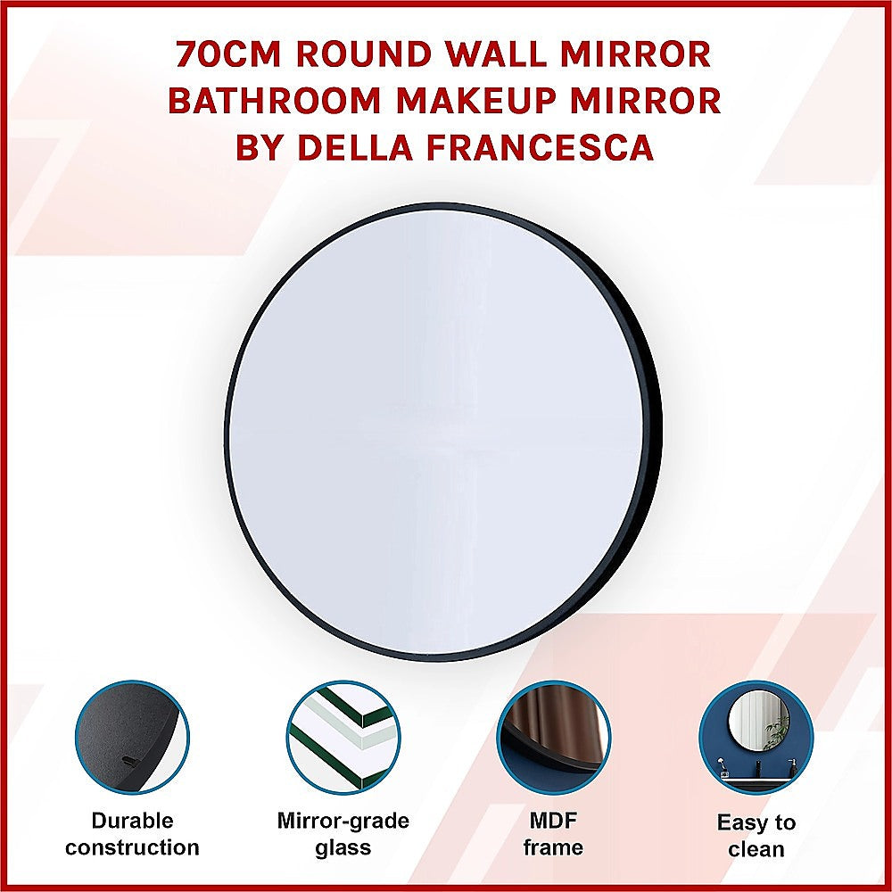 70cm Round Wall Mirror Bathroom Makeup Mirror by Della Francesca