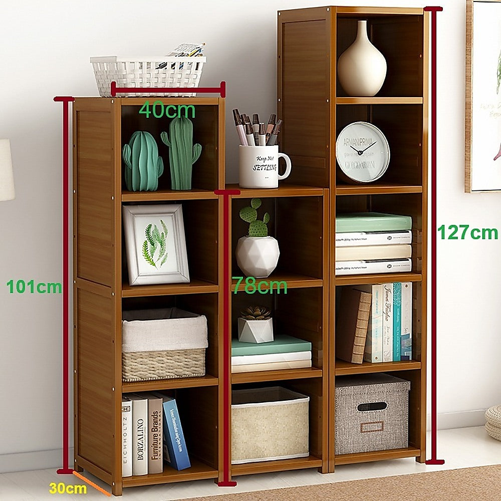 3 Piece Bamboo Adjustable Shelf Set – Bookcase Display Storage Rack Stand