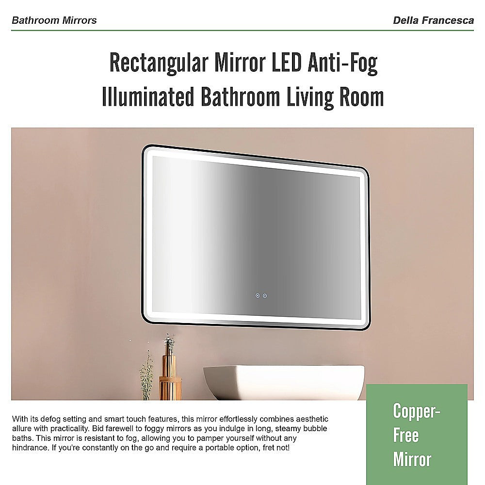 Rectangular Mirror LED Anti-Fog Illuminated Bathroom Living Room