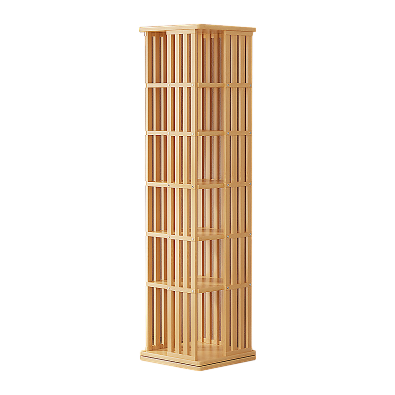 360 Rotating Bookshelf Bamboo Storage Display Rack Shelving in Wood