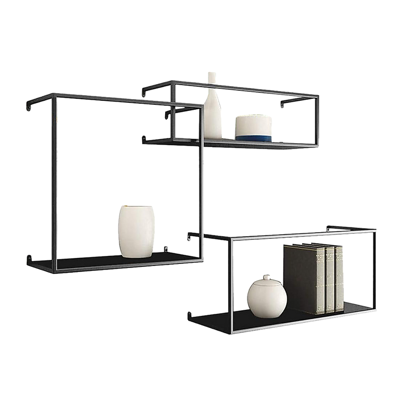 Floating Shelves Retro Industrial Ledge Black Metal Display Stand