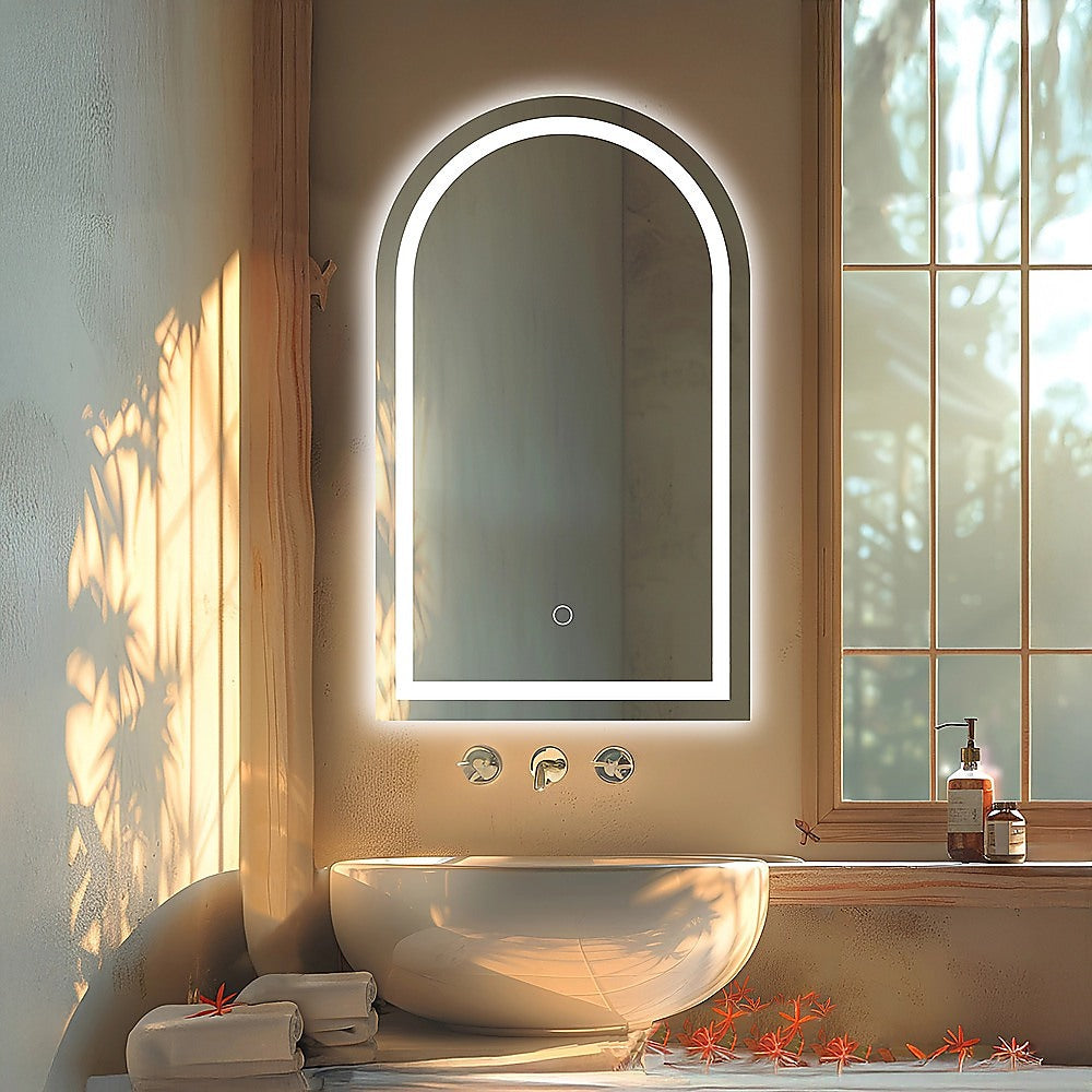 Arched LED Wall Mirror Bathroom Mirrors Makeup Anti-fog 600mm x 1000mm