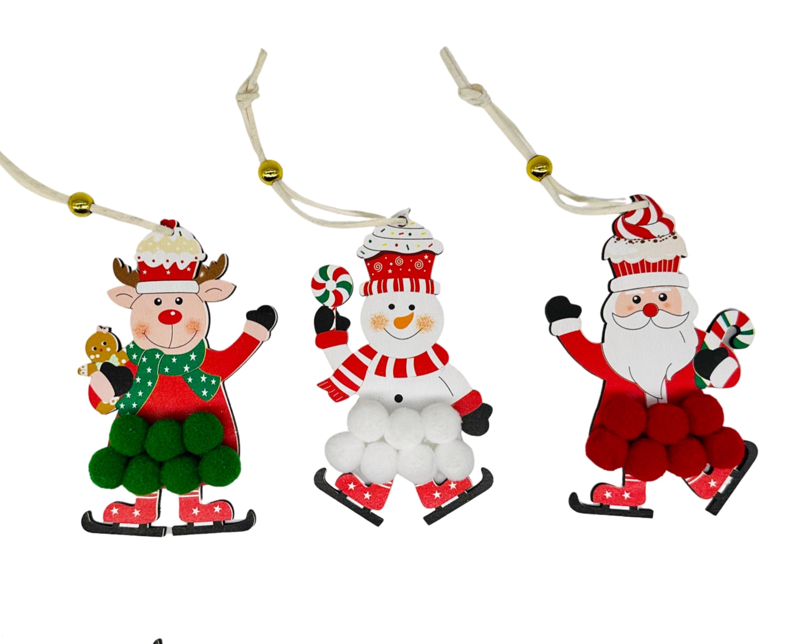 bulk 24 Xmas Red & Green Pompom Assort 10cm