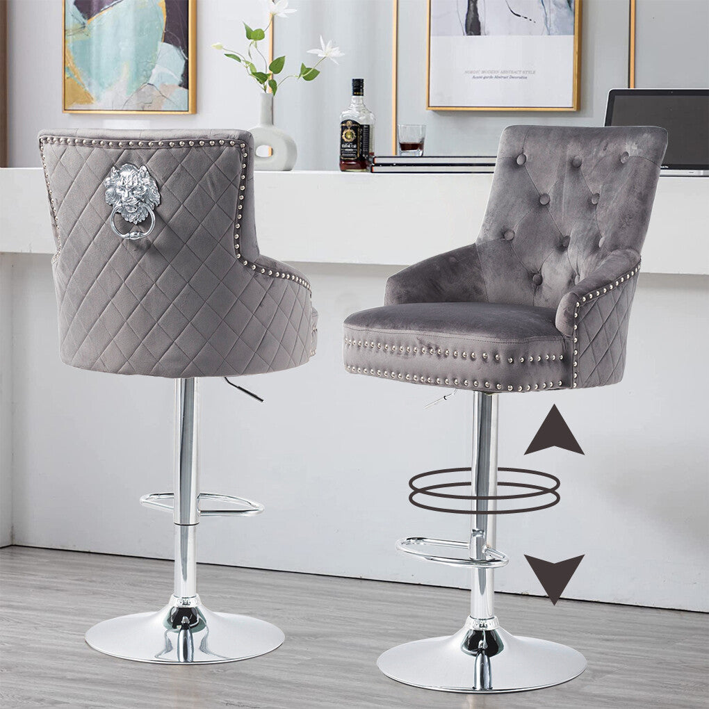 Elegant Swivel Bar Stool Velvet Airlift Counter Height Bar Kitchen Dining Chair