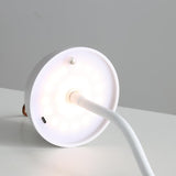 Smooth White Lamp Cap Elegant Curved Stem Mushroom Desk Lamp - Adjustable LED Table Light