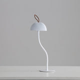 Corrugated White Lamp Cap Elegant Curved Stem Mushroom Desk Lamp - Adjustable LED Table Light