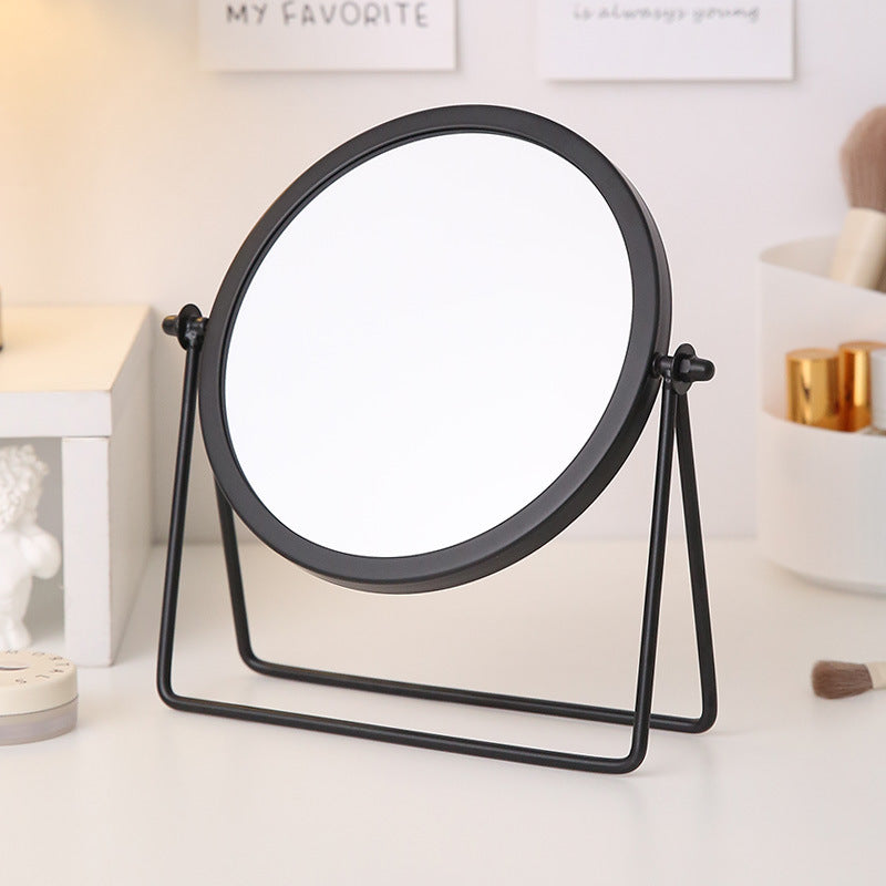 Black Rotating Tabletop Makeup Mirror - 360º  Swivel Vanity Mirror for Bedroom & Desk