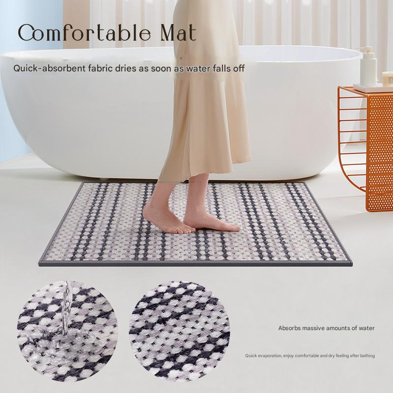 Brown Safe & Dry Bathroom Mat - Non-Slip Absorbent Bath Rug 40x60cm