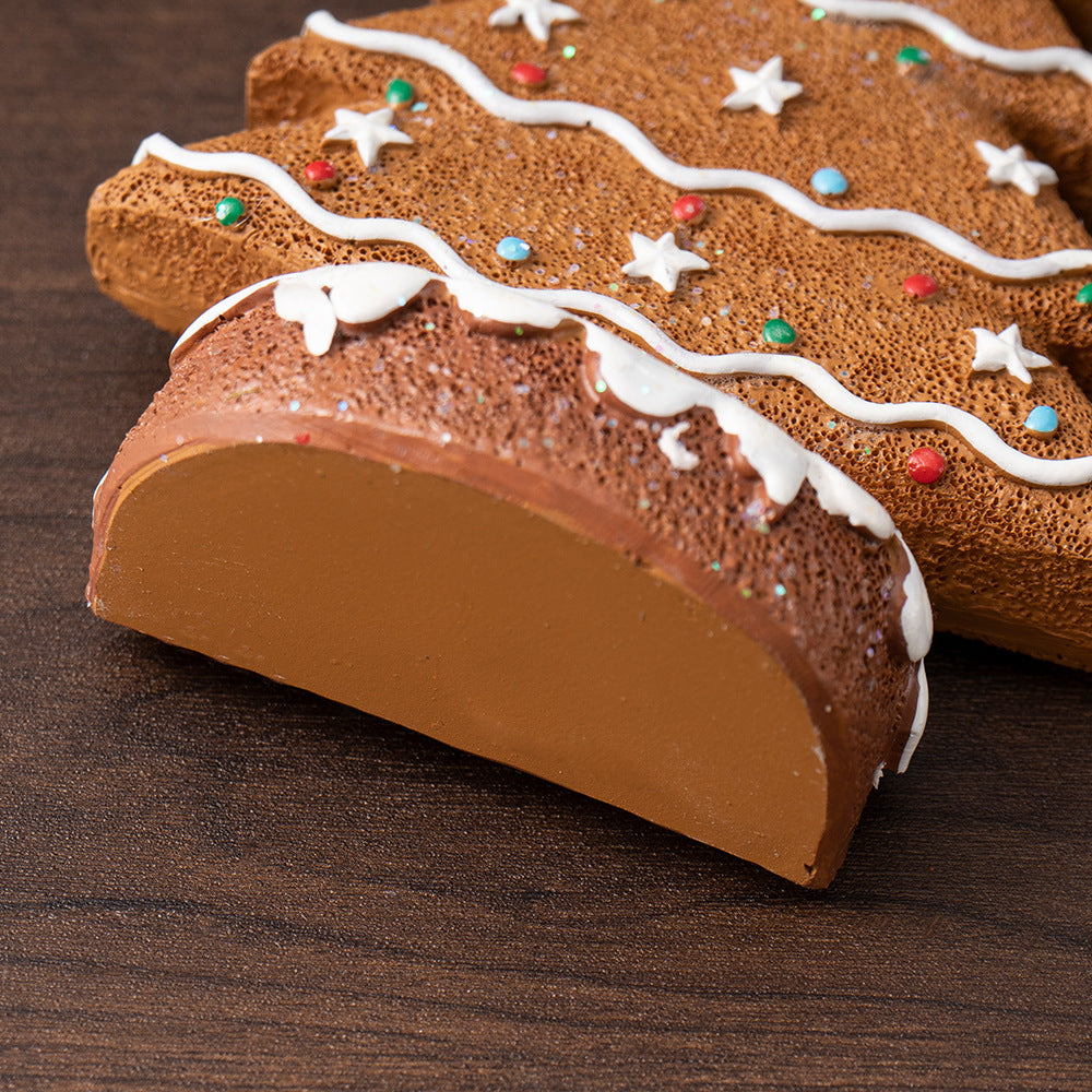 Brown Charming Gingerbread Christmas Tree Figurine - Festive Resin Holiday Table Decor Ornament