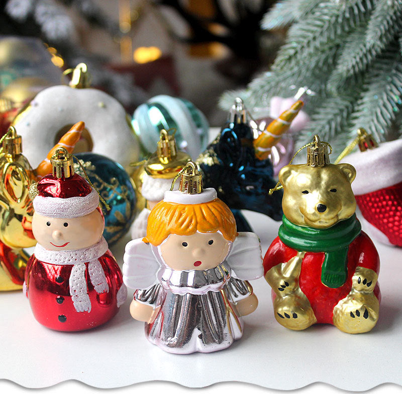 Automobile Model 72-Piece Christmas Bauble Set - Hand-Painted House and Round Ornaments