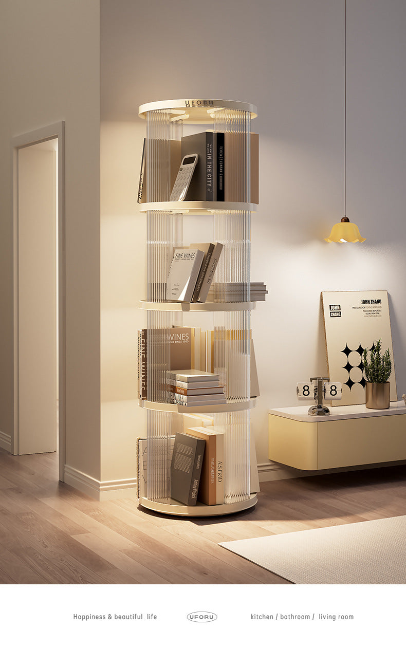 Rotating storage circular bookshelf with four layers